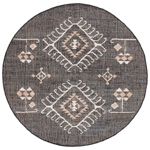 Safavieh Kilim 9'-0&quot x 9'-0&quot Jute Flat Weave Rug in Black / Ivory