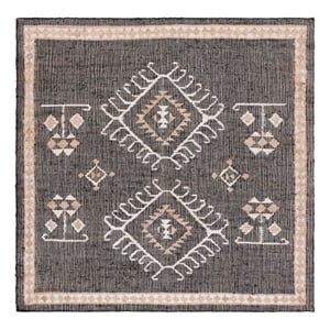 Safavieh Kilim 9'-0&quot x 9'-0&quot Jute Flat Weave Rug in Black / Ivory