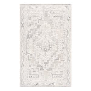 Safavieh Metro 4'-0&quot x 6'-0&quot Wool and Cotton Hand Tufted Rug in Light Gray/Ivory