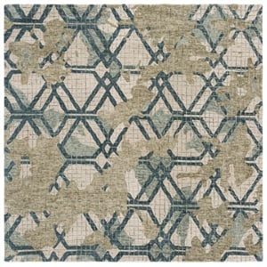 Safavieh Metro 6'-0&quot x 6'-0&quot Wool and Cotton Hand Tufted Rug in Green / Beige