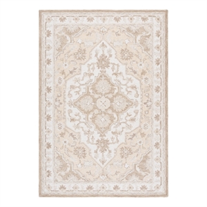 Safavieh Metro 4'-0&quot x 6'-0&quot Wool and Cotton Hand Tufted Rug in Beige / Ivory