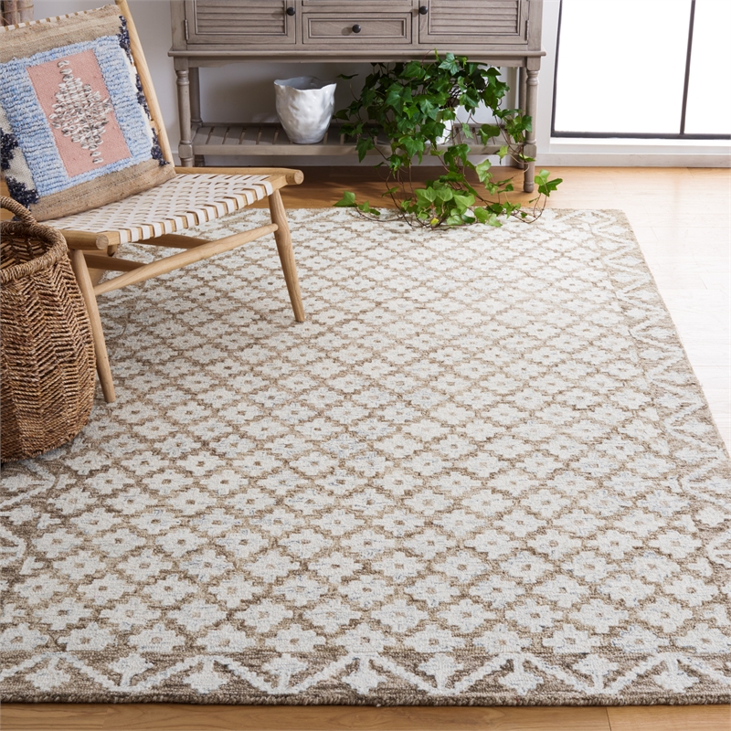 safavieh metro 2'-0&quot x 3'-0&quot wool and cotton hand tufted rug in beige / sage