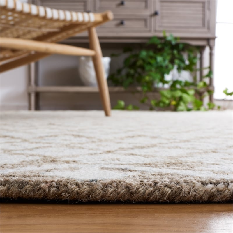 safavieh metro 2'-0&quot x 3'-0&quot wool and cotton hand tufted rug in beige / sage