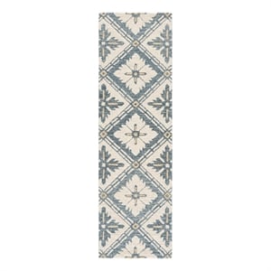 Safavieh Metro 2'-3&quot x 8'-0&quot Wool and Cotton Hand Tufted Rug in Blue / Ivory