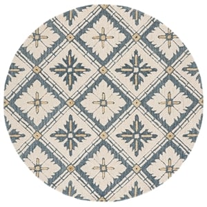 Safavieh Metro 6'-0&quot x 6'-0&quot Wool and Cotton Hand Tufted Rug in Blue / Ivory