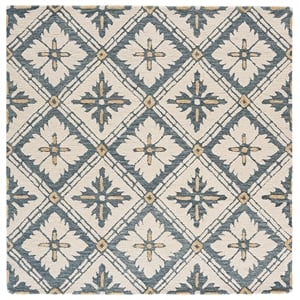 Safavieh Metro 6'-0&quot x 6'-0&quot Wool and Cotton Hand Tufted Rug in Blue / Ivory