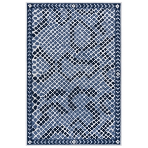 Safavieh Metro 3'-0&quot x 5'-0&quot Polyester and Cotton Hand Tufted Rug in Navy /Ivory