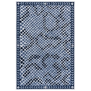 Safavieh Metro 9'-0&quot x 12'-0&quot Polyester and Cotton Hand Tufted Rug in Navy/Ivory