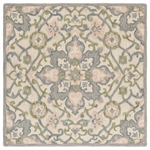 Safavieh Metro 6'-0&quot x 6'-0&quot Wool and Cotton Hand Tufted Rug in Ivory / Gray
