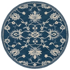 Safavieh Metro 6'-0&quot x 6'-0&quot Wool and Cotton Hand Tufted Rug in Navy / Ivory