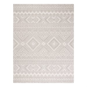 Safavieh Metro 10'-0&quot x 14'-0&quot Wool and Cotton Hand Tufted Rug inLightGray/Ivory