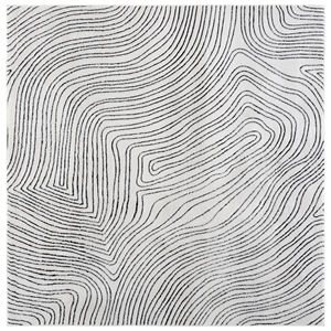 Safavieh Versailles 6'-0&quot x 6'-0&quot Polyester Power Loomed Rug in Ivory / Black