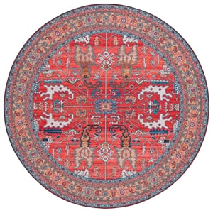 Safavieh Tucson 4'-0&quot x 4'-0&quot Polyester Power Loomed Rug in Rust / Navy