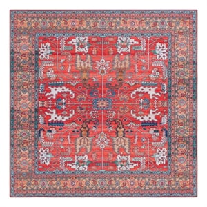 Safavieh Tucson 4'-0&quot x 4'-0&quot Polyester Power Loomed Rug in Rust / Navy