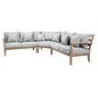 Safavieh Rosabecca Wood Patio Sectional Sofa in Natural / Light Gray