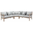 Safavieh Rosabecca Wood Patio Sectional Sofa in Natural / Light Gray