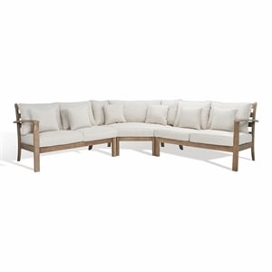 Safavieh Rosabecca Wood Patio Sectional Sofa in Natural / Beige