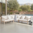 Safavieh Rosabecca Wood Patio Sectional Sofa in Natural / Beige
