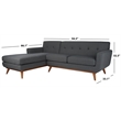 Safavieh Nicolettie Linen and Wood Sectional Sofa in Slate / Gray