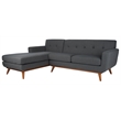 Safavieh Nicolettie Linen and Wood Sectional Sofa in Slate / Gray