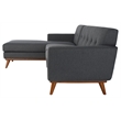 Safavieh Nicolettie Linen and Wood Sectional Sofa in Slate / Gray