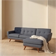 Safavieh Nicolettie Linen and Wood Sectional Sofa in Slate / Gray