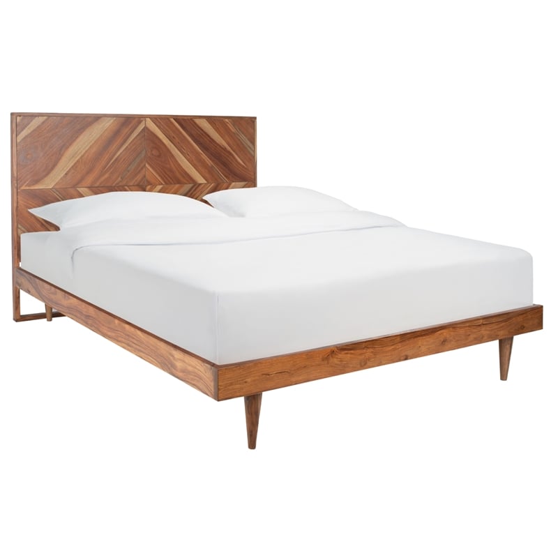 Safavieh Macibryn Wood Herringbone Bed in Natural
