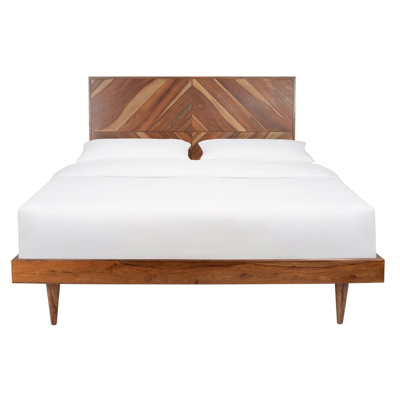 Safavieh Macibryn Wood Herringbone Bed in Natural