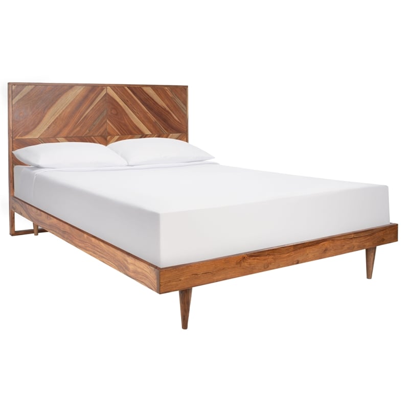 Safavieh Macibryn Wood Herringbone Bed in Natural