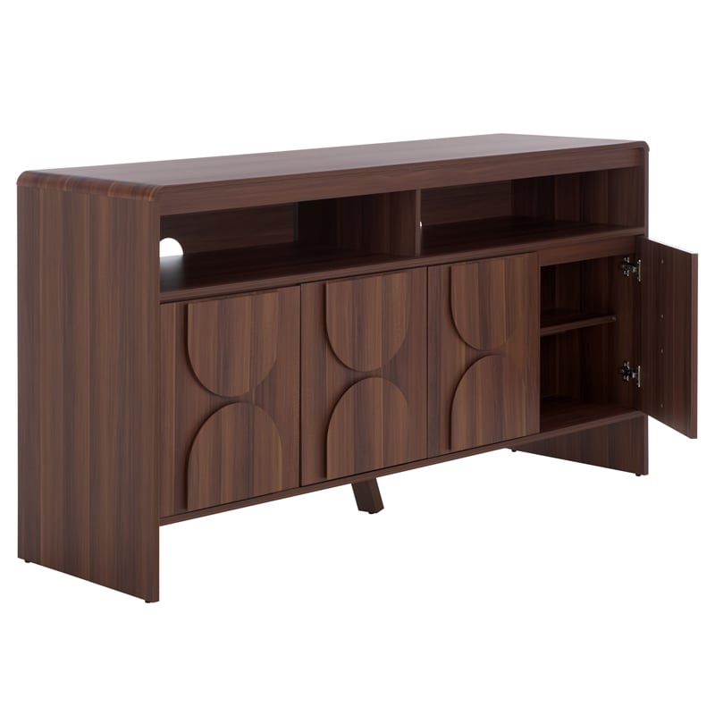 Safavieh Arsenio 4 Door 2 Shelf Wood Sideboard in Walnut