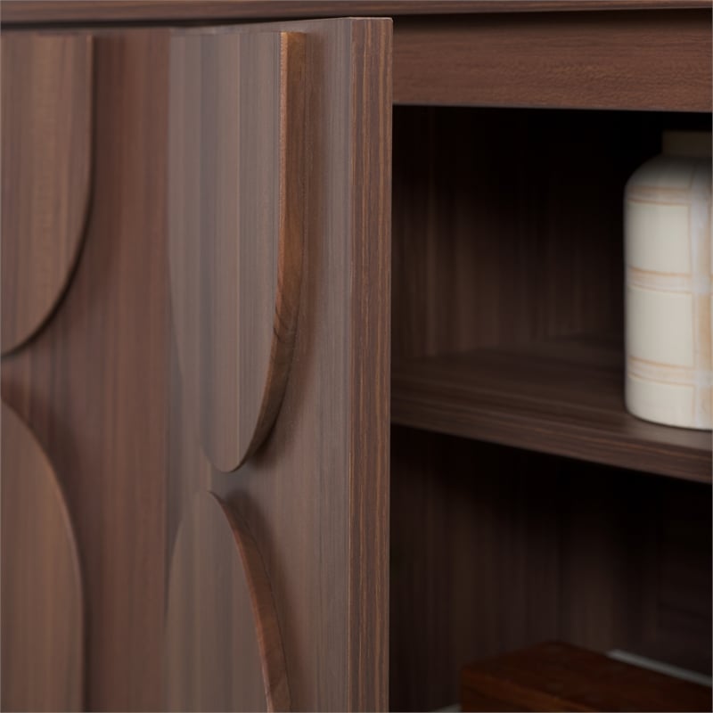 Safavieh Arsenio 4 Door 2 Shelf Wood Sideboard in Walnut