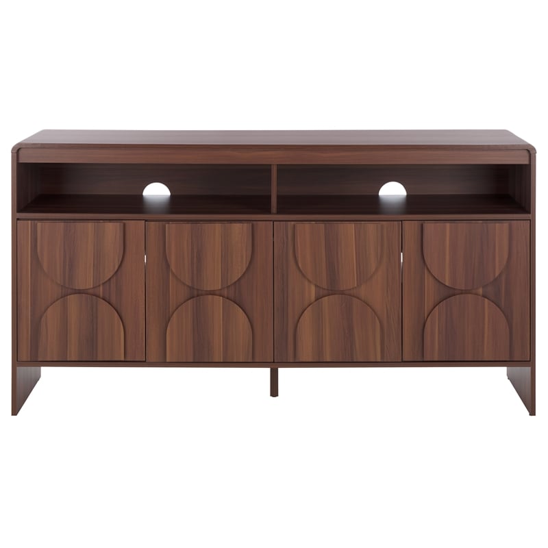 Safavieh Arsenio 4 Door 2 Shelf Wood Sideboard in Walnut
