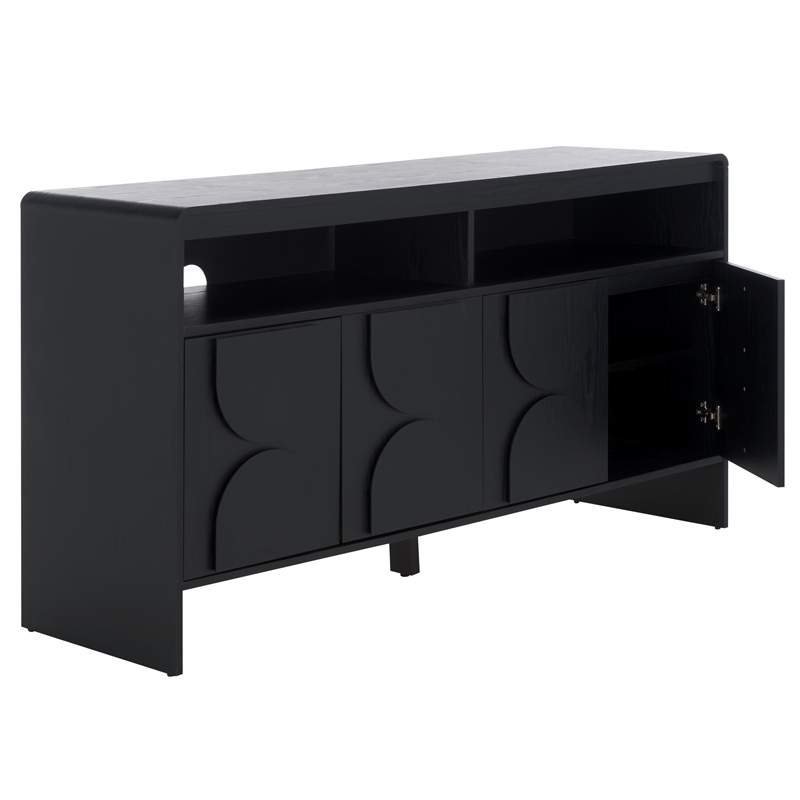 Safavieh Arsenio 4 Door 2 Shelf Wood Sideboard in Black