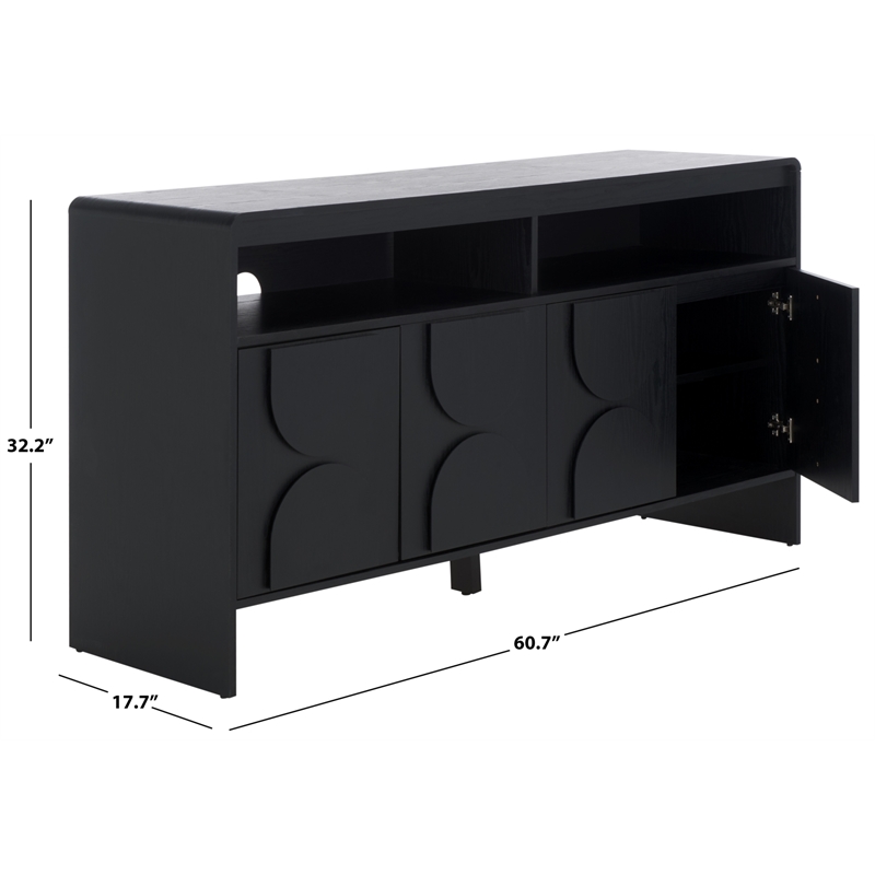 Safavieh Arsenio 4 Door 2 Shelf Wood Sideboard in Black