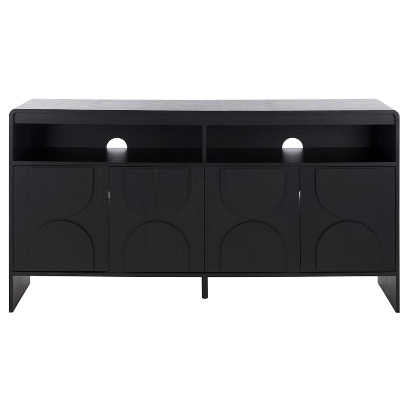 Safavieh Arsenio 4 Door 2 Shelf Wood Sideboard in Black