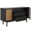 Safavieh Piran2 Door 3 Drawer Wood Sideboard/Media in Black / Gold