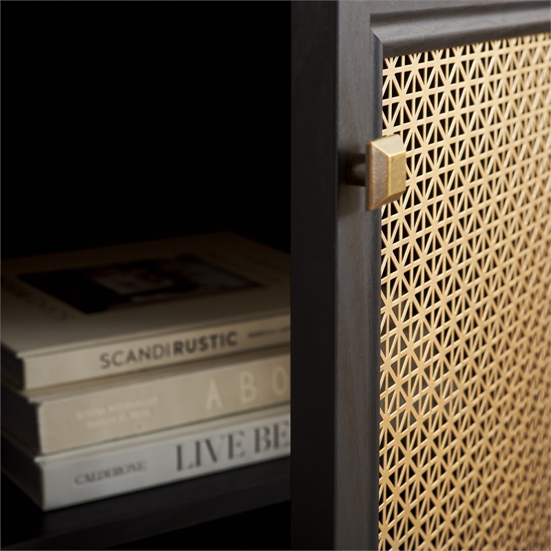 Safavieh Piran2 Door 3 Drawer Wood Sideboard/Media in Black / Gold