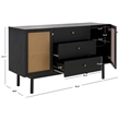 Safavieh Piran2 Door 3 Drawer Wood Sideboard/Media in Black / Gold