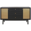 Safavieh Piran2 Door 3 Drawer Wood Sideboard/Media in Black / Gold