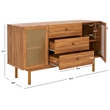Safavieh Piran 2 Door 3 Drawer Wood Sideboard/Media in Oak / Gold