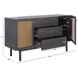 Safavieh Piran 2 Door 3 Drawer Wood Sideboard/Media in Black / Gold