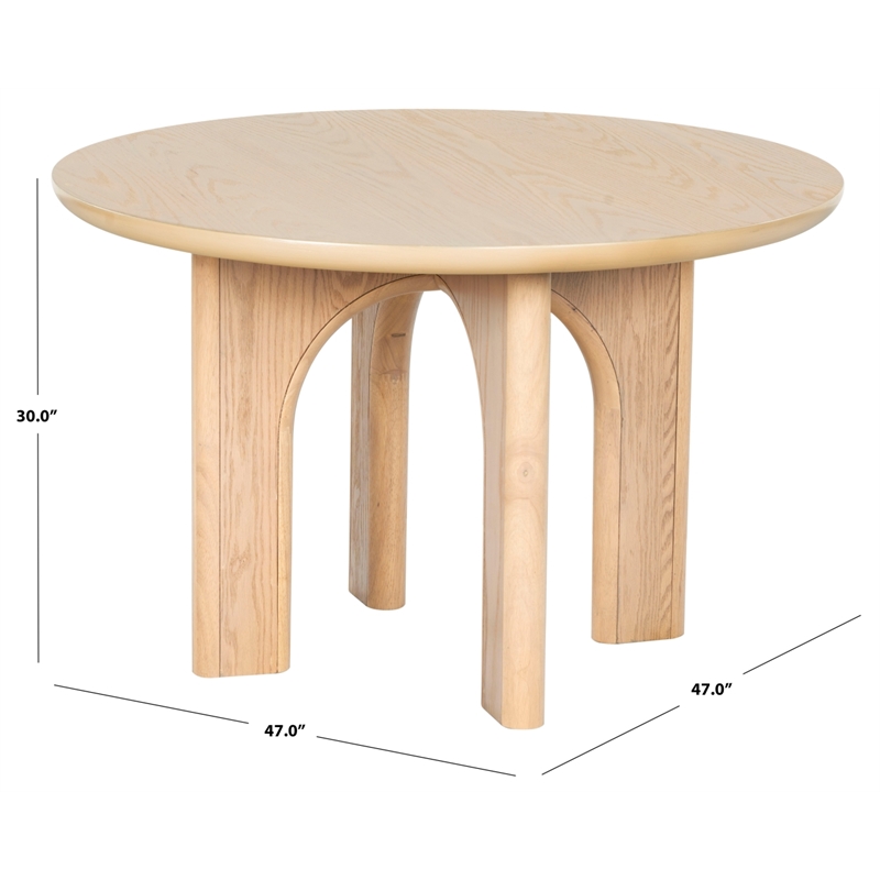 Safavieh Olivetta Round Wood Dining Table in Oak