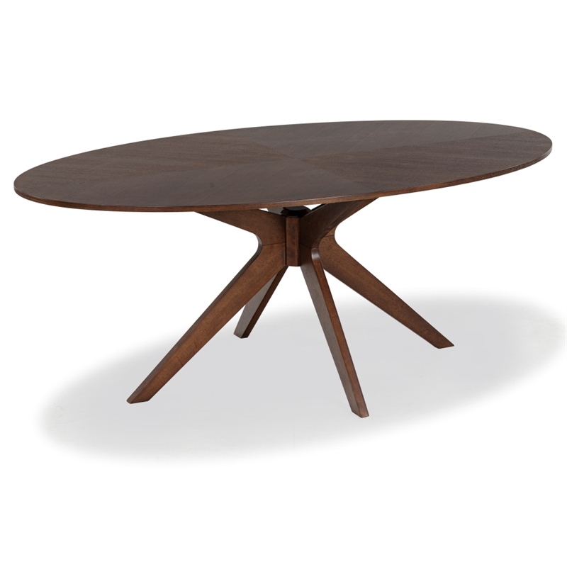 Safavieh Hawkins Wood Oval Dining Table in Walnut
