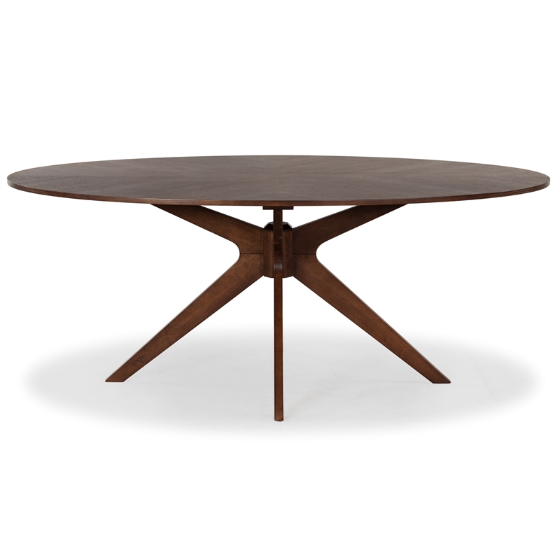 Safavieh Hawkins Wood Oval Dining Table in Walnut