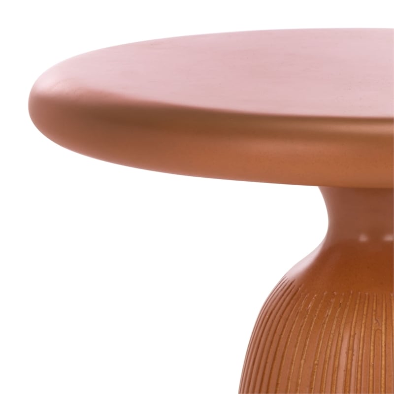 Safavieh Oskar Round Concrete and Iron Accent Table in Brown