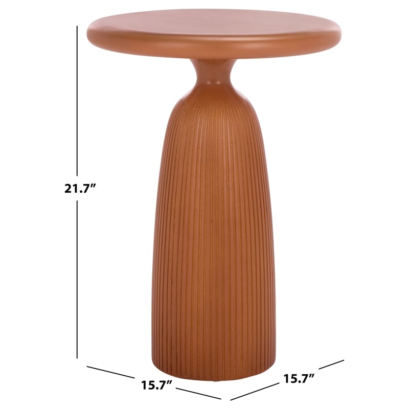 Safavieh Oskar Round Concrete and Iron Accent Table in Brown
