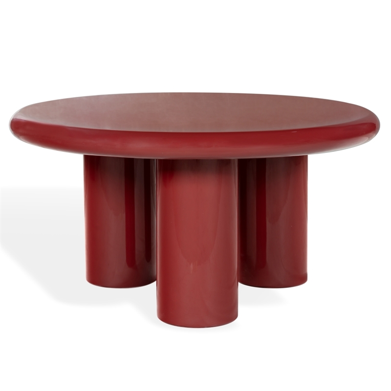 Safavieh Lollita Round Concrete Coffee Table in Red