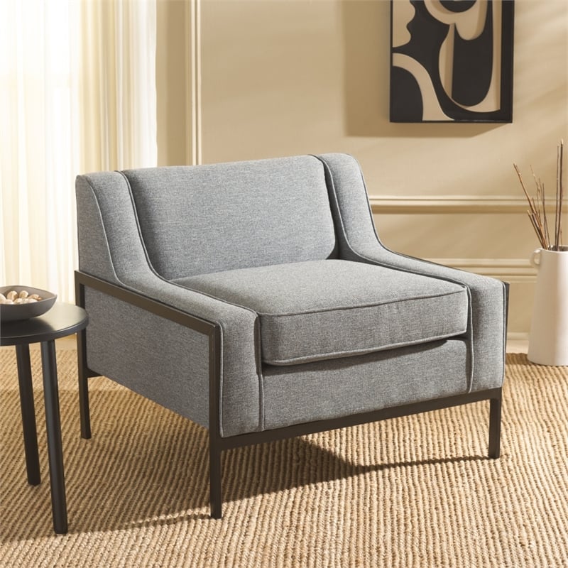 Safavieh Somerled Wood and Metal Accent Chair in Gray / Black