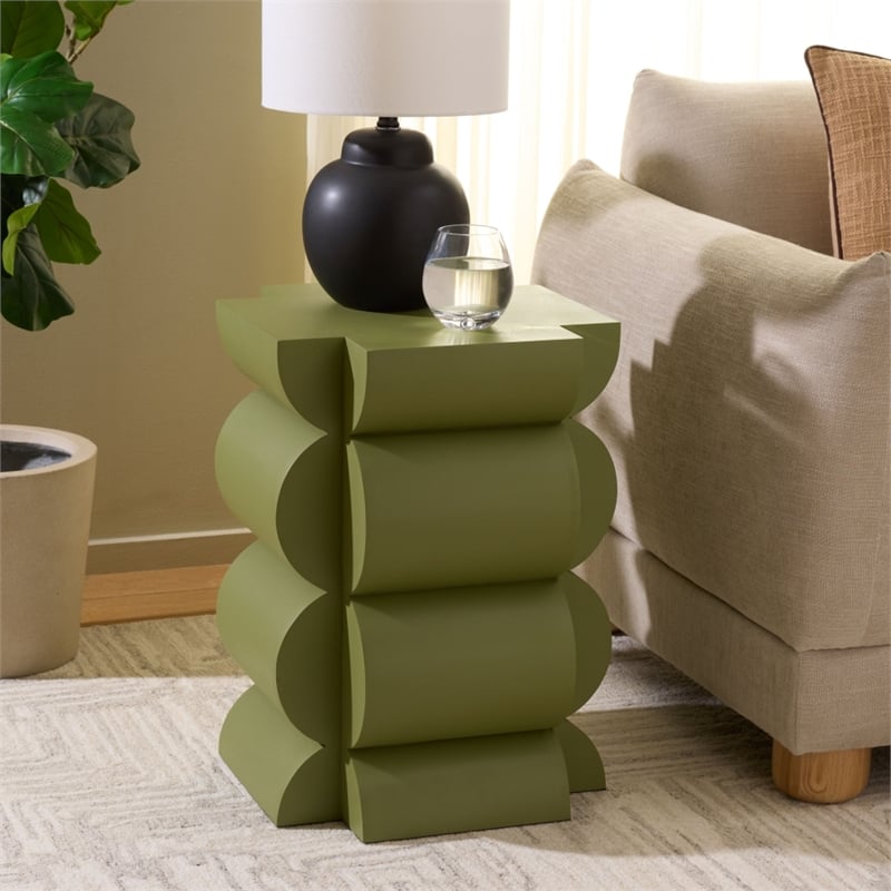 Safavieh Lappell Wood Accent Table in Olive