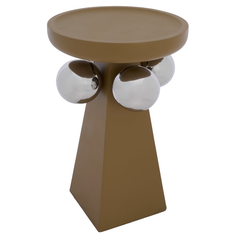 Safavieh Banks Wood and Steel Accent Table in Mustard / Silver